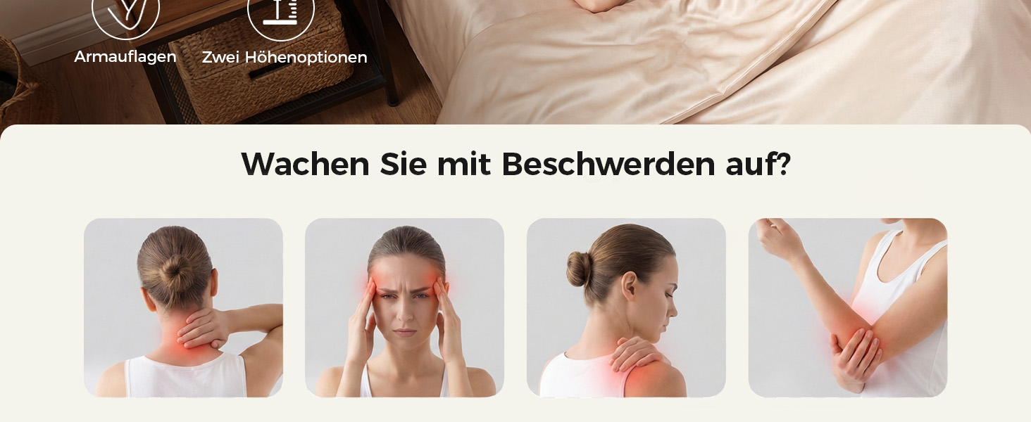 Ортопедична подушка для шиї з піни Memory Foam, ергономічна підтримка для комфортного сну, з підставкою під руки для сну на спині, животі та боку, сіро-біла