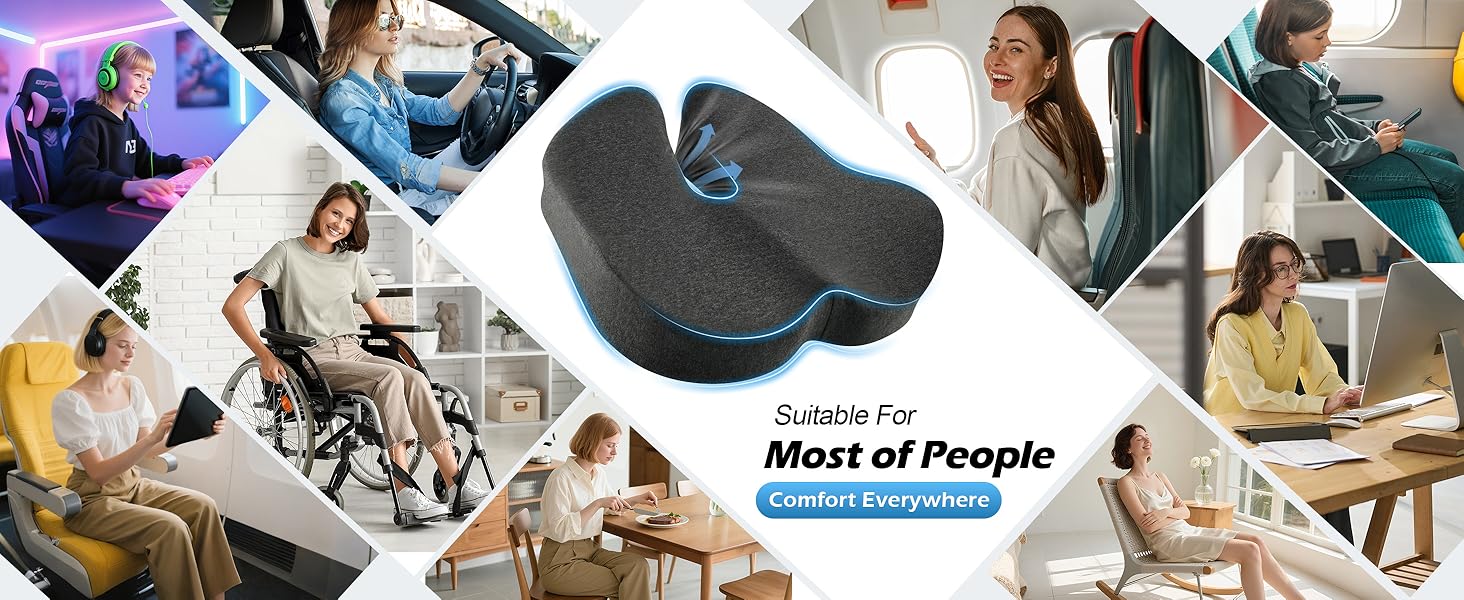Подушка для офісного крісла Lofty Aim з піни Memory Foam: ортопедична, для попереку, від болю в сідницях, для офісу, авто, літака, інвалідного візка – чорний та темно-сірий