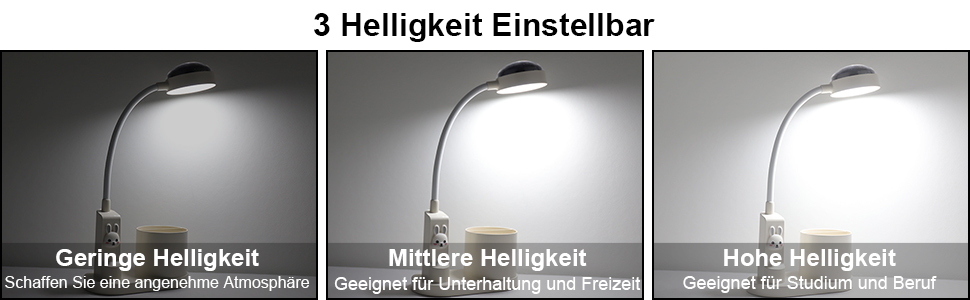 Настільна лампа Hacevida дитяча приліжкова лампа з тримачем для ручки, настільна лампа з автоматичною зміною кольору, Світлодіодна лампа для читання з регульованою яскравістю (Біла)