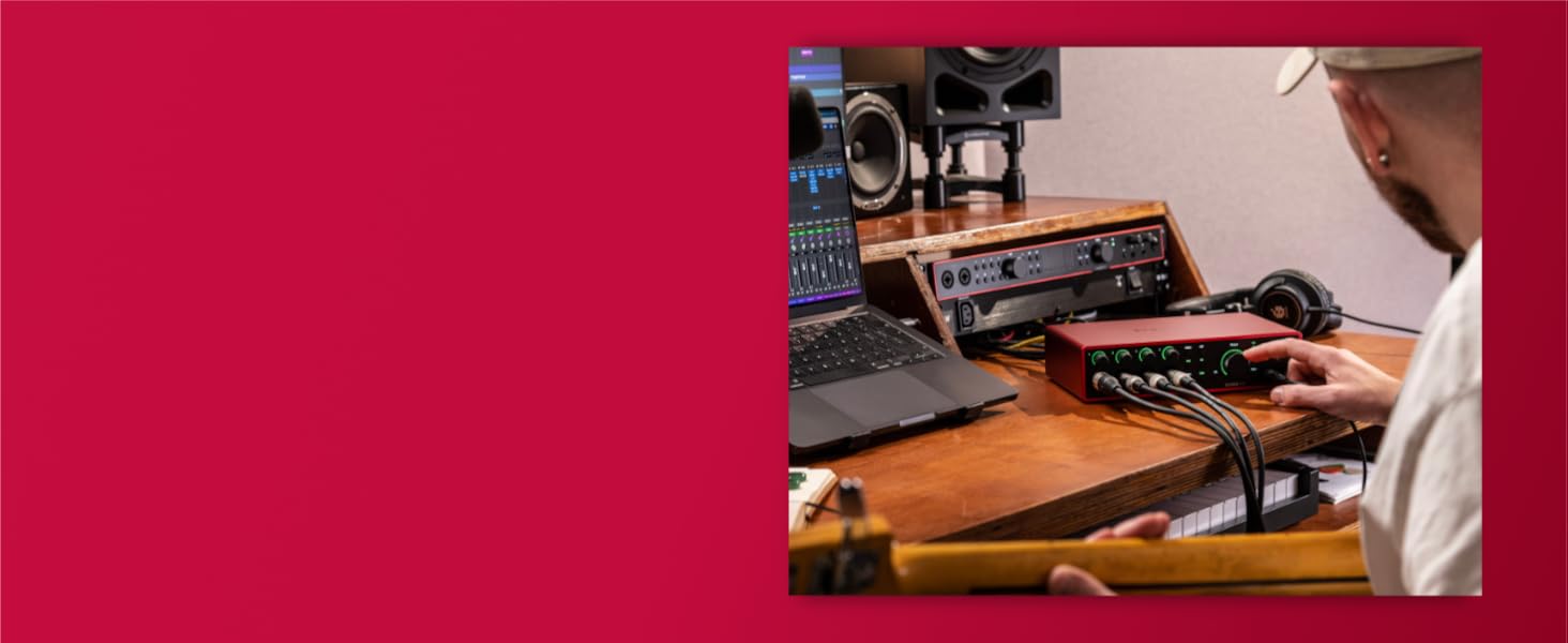 Звукова карта Focusrite Scarlett 4i4 4-го покоління USB: для гітаристів, вокалістів, музикантів - Hi-Fi студійна якість, комплект програмного забезпечення