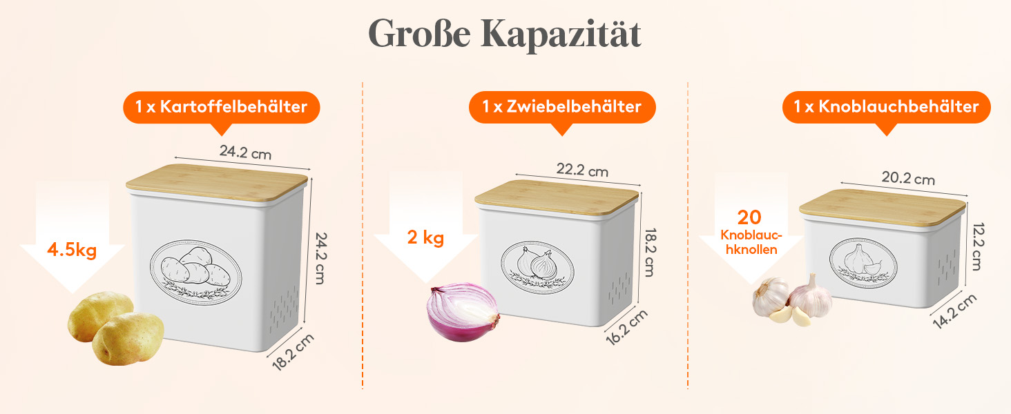 Коробка для зберігання картоплі та овочів Lifewit - набір з 3 шт. (білий)