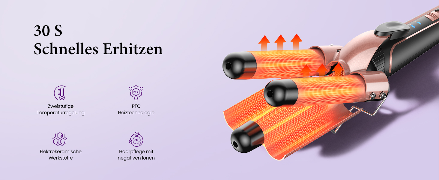 Набір для створення локонів BESTOPE PRO 5 в 1 з LED-дисплеєм: 3 насадки, регулювання температури, рукавичка, кліпси, рожеве золото