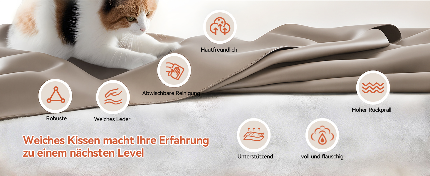 Офісний крісло EMIAH з підніжкою: ергономічний крісло для офісу та дому, з PU шкіри, підніжкою, підлокітниками та колесами. Підходить для роботи за комп'ютером та ігор. Колір: хакі. Без функції масажу.