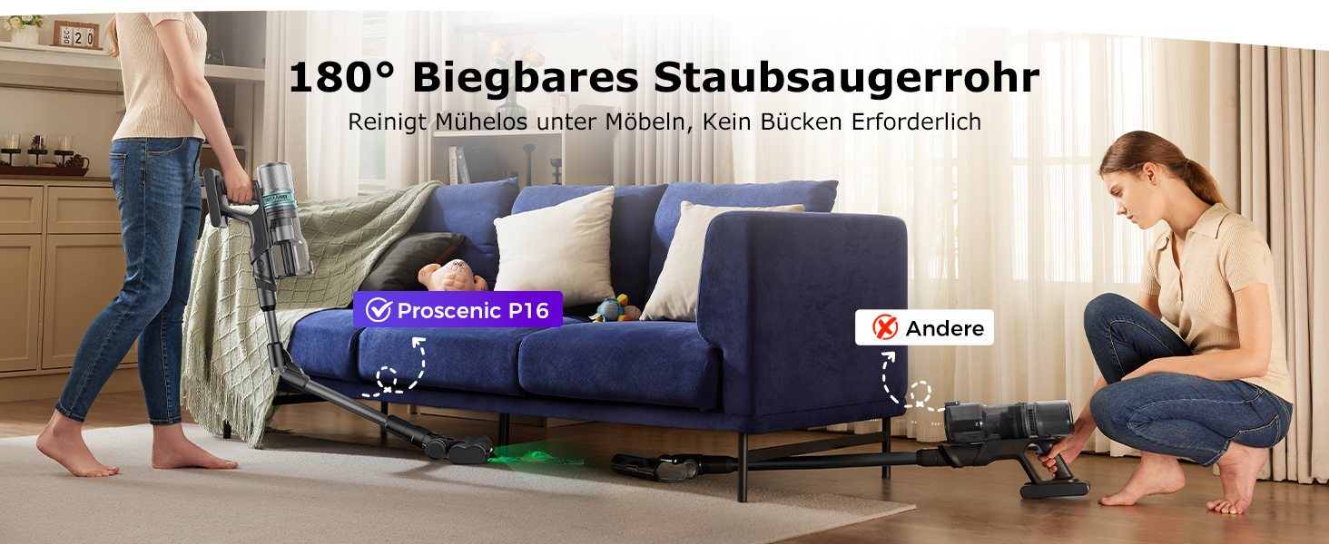 Бездротовий пилосос Proscenic P11 Ultra: потужний, легкий, з акумулятором 50 хвилин, сенсорний екран, антизаплутування, для дому, авто та видалення шерсті тварин (сірий)