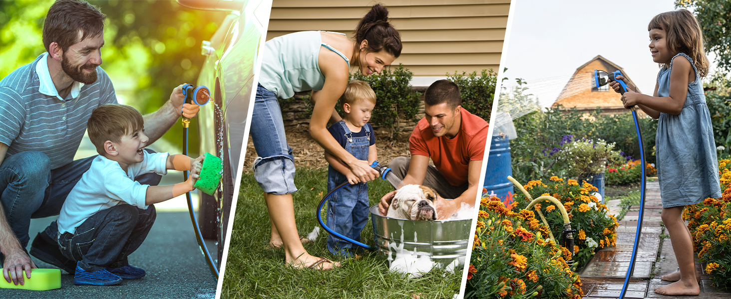 Himimi автоматичний водяний шланг 30м + 2м настінна коробка, поворот на 180°, ролики для саду, автоматичний з 10-в-1 розпилювачем, кріплення на стіну для поливу