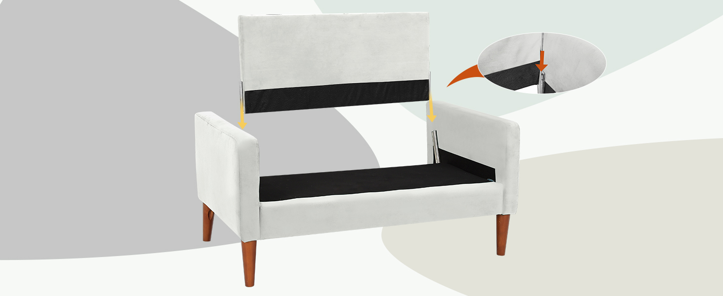 Диван Vesgantti 2-місний, 121 см, сучасний, з 2 подушками, білий, для вітальні/квартири/офісу