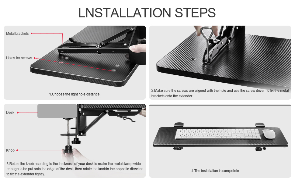 VAYDEER Подовжувач для столу з підставкою під руки та клавіатуру, чорний - Ergonomic Desk Extender