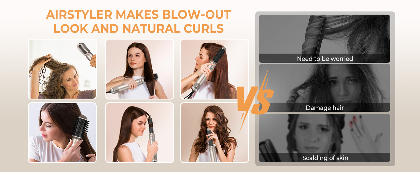 UMIGA Hairstyler 5-в-1: Фен-щітка, стайлер для волосся, випрямляч, плойка (Золотий)