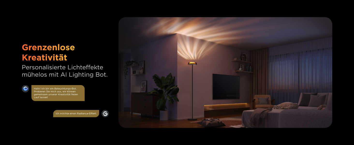 Світлодіодна торшер Govee RGBICWW з ефектом хвилі, багатозонне освітлення, 80+ режимів, Matter/Alexa, для вітальні, спальні