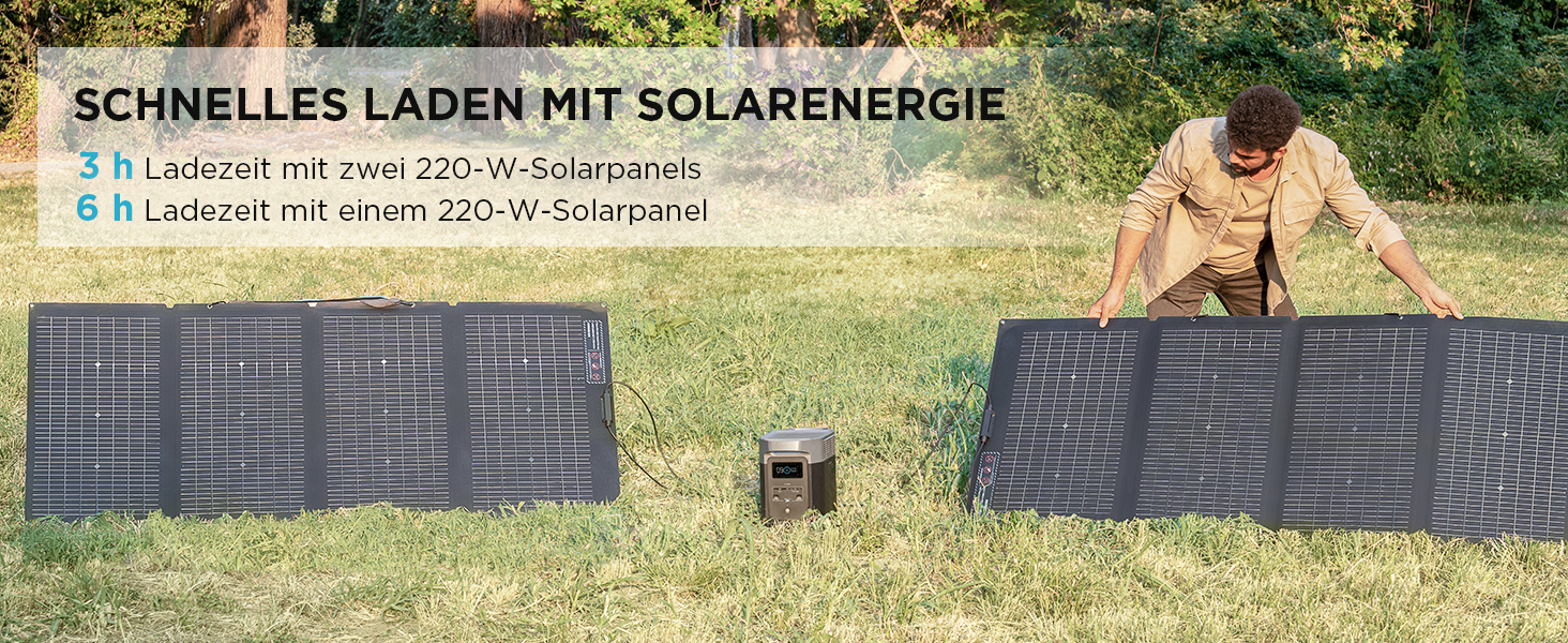 Електростанція EcoFlow Delta 2+ 220W: портативна, сонячна, 1024Wh, для кемпінгу та подорожей (Generalüberholt)