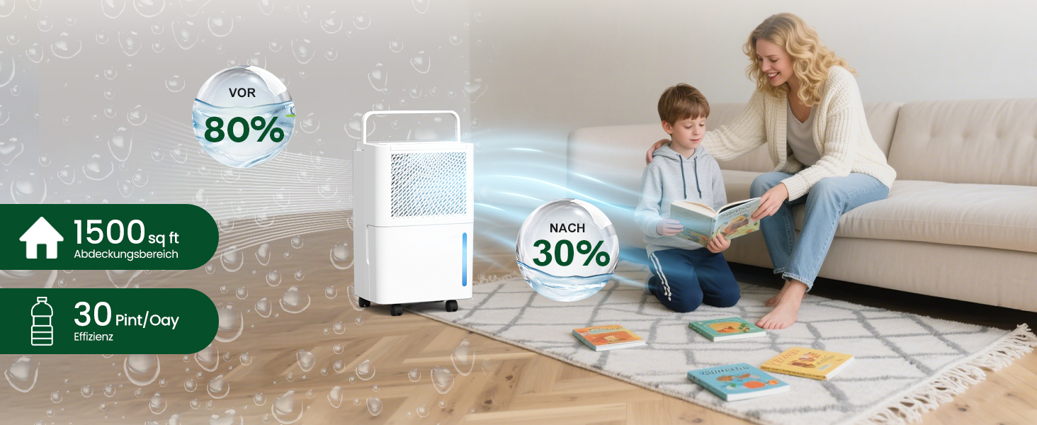 Електричний осушувач повітря PHILODECO 10л/день з режимом сушіння, 2л бак, таймер 24г, автовимкнення, ролики та ручка для підвалу, ванної, спальні