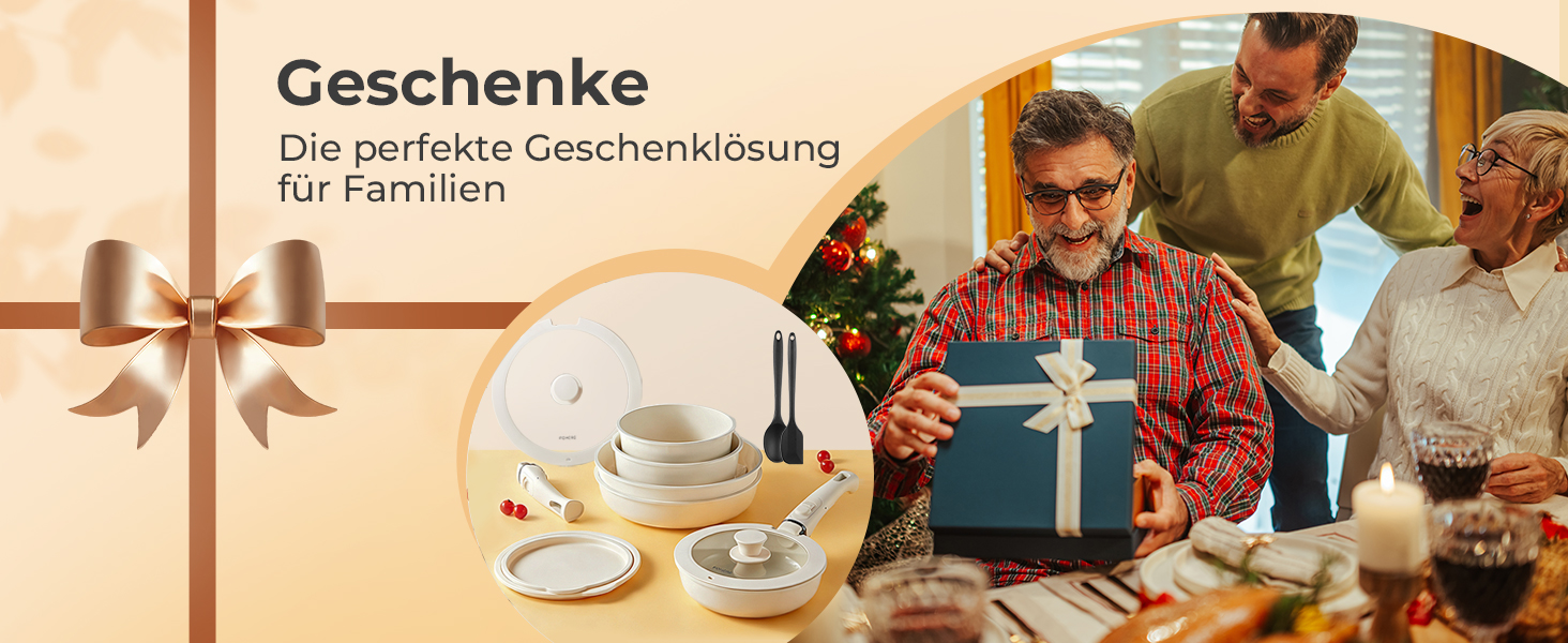 Набір посуду 17 предметів з антипригарним покриттям, індукційний, з керамічним покриттям, сумісний з духовкою, безпечний для миття в посудомийній машині, без PFOA/PFOS