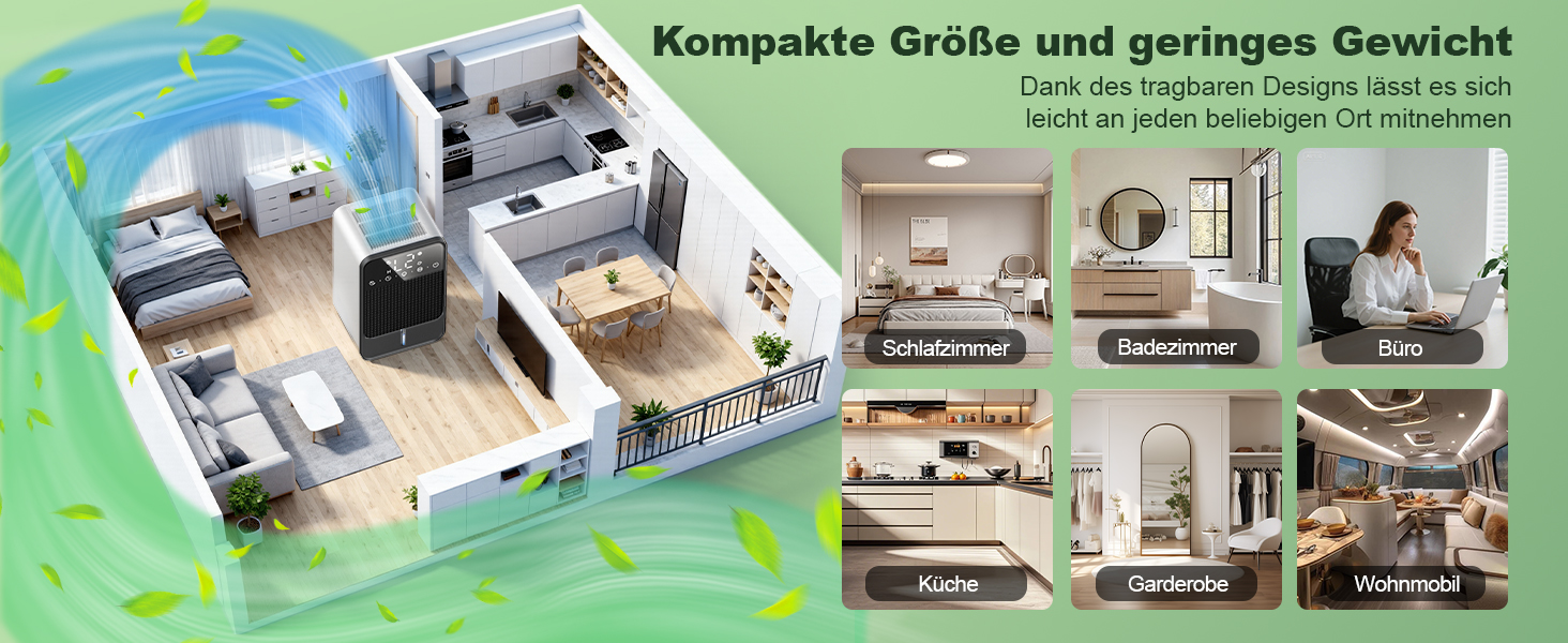 Електричний осушувач повітря 1800 мл з автоматичним відтаненням, таймером та LED-дисплеєм. Підходить для спальні, ванної кімнати та шафи. Продуктивність: 550 мл/24 год.