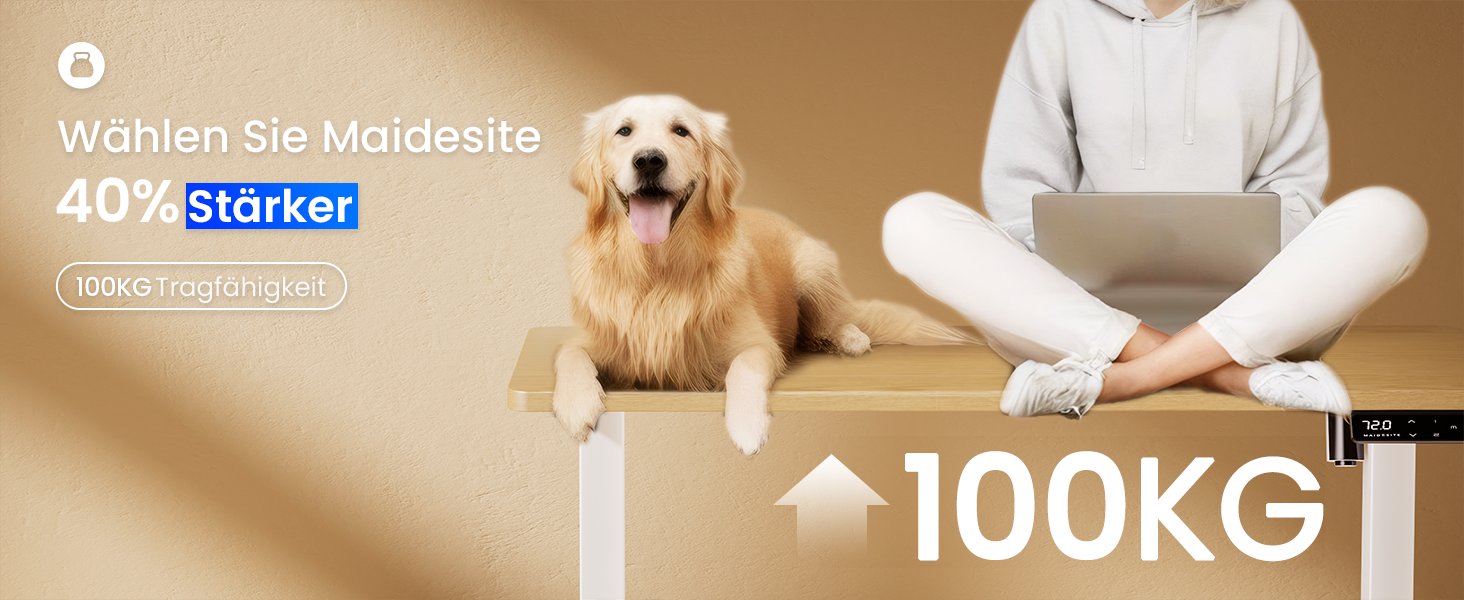 Електричний регульований стіл MAIDeSITe T1 Pro (білий) з 4-ма пам'ятями, міцний мотор та стійка металева база