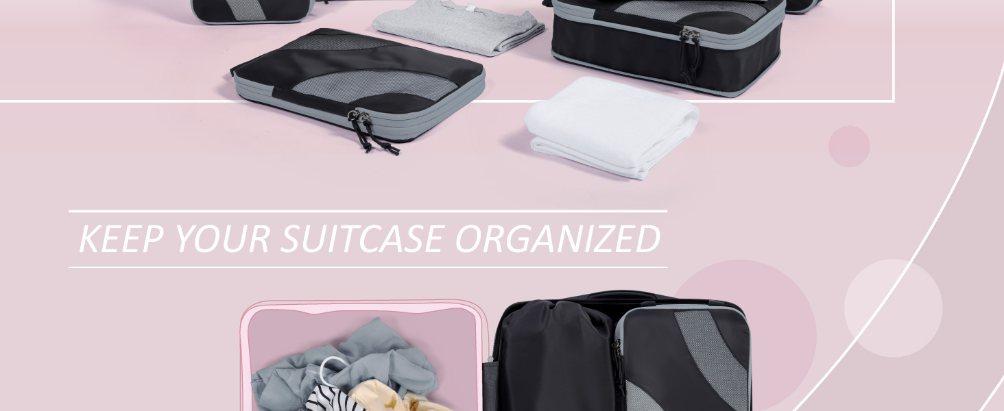 Набір компресійних органайзерів для подорожей BAGSMART для валізи та ручної поклажі, 6 шт, Rose (Baby Blue)