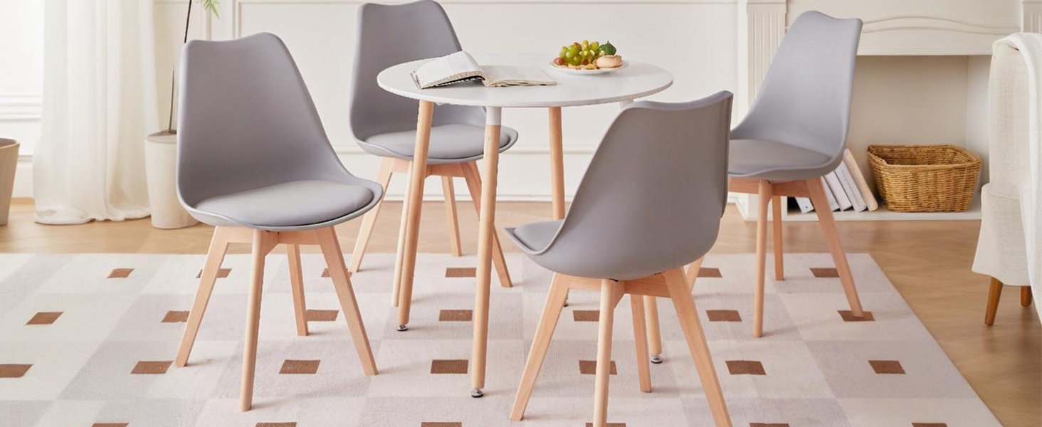 DEYARNA HOME Комплект обіднього столу та стільців, обідній стіл та 4 стільці, стільці з оксамиту, стільниця з МДФ, чорні ніжки столу, сучасний кухонний стіл (Білий/Рожевий, 80 * 80 * 75 см)