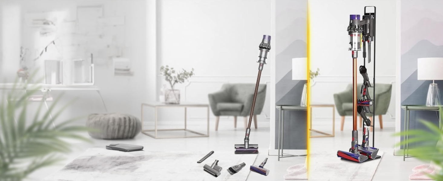 Зарядна станція для пилососа RICOO для Dyson V6-V11, кронштейн SH502, 29x22x127 см, чорний