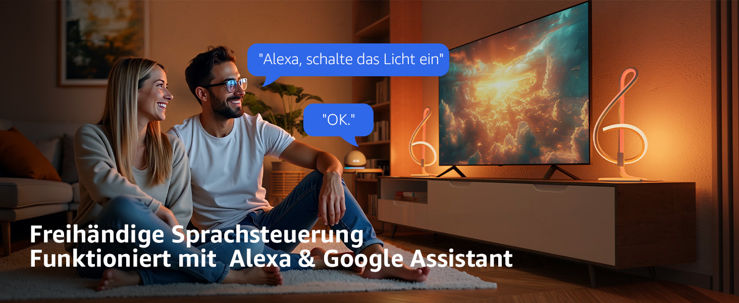 Lepro AI розумна настільна лампа TB2 з персоналізованим AI-дизайном освітлення, синхронізація з музикою/керування через додаток, регулювання яскравості, RGB+IC технологія, сумісна з Alexa/Google, без пульта керування, дизайн 'Скрябін'