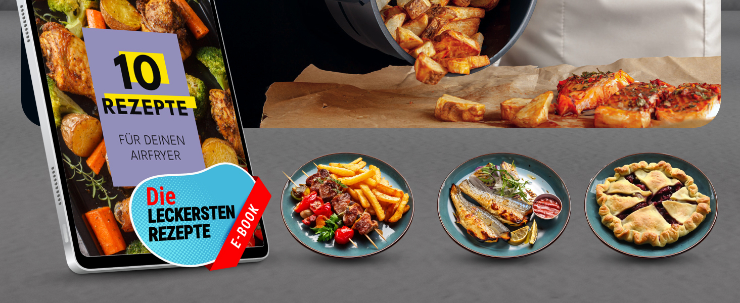 Фритюрниця без олії LEBENLANG 5L, 1500W з рецептами та 8 програмами | Електрична фритюрниця, аір-фрай, гріль