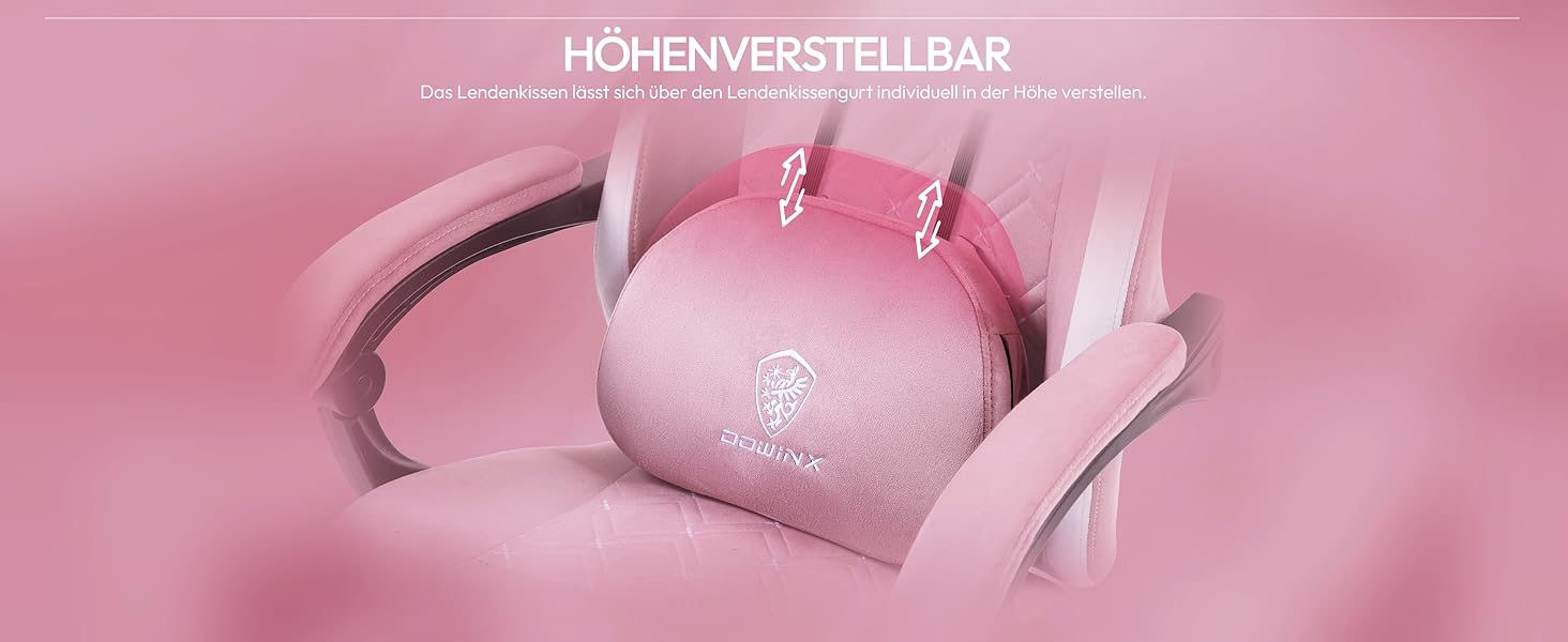 Ігровий крісло Dowinx з масажем, ергономічне, з підставкою для ніг, рожеве, до 200 кг