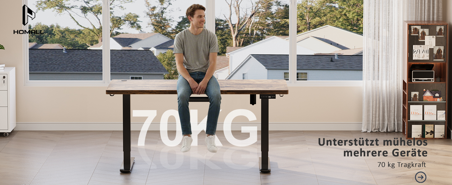 Регульований стіл Homall 200x80 см з USB-портом, електричний, з органайзером для кабелів, пам'ять налаштувань, комп'ютерний стіл