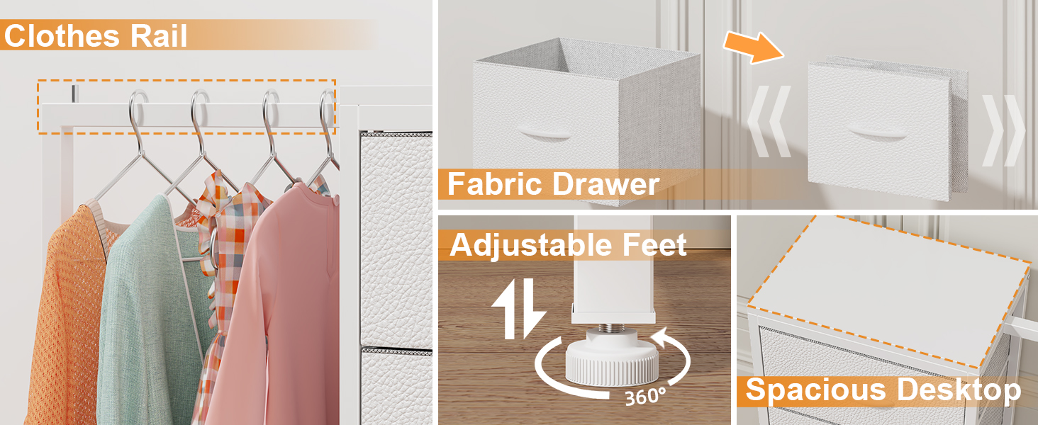 Комод 111 см з 4 висувними ящиками з тканини, полиця для одягу, білий комод для спальні, вітальні, передпокою, шафа для одягу, подарунок, 30T x 76.5B x 111H см (4 ящики), білий