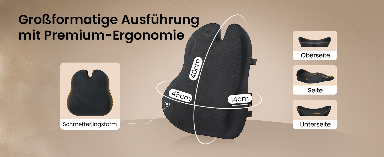 Підпорка для спини ProtoArc з піною Memory Foam, для офісного крісла, авто та столу, чорна