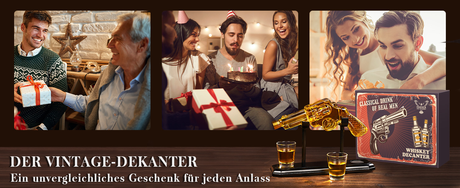 Набір віскі Oaksea: декантик та 2 келихи – ідеальний подарунок для чоловіків, батька, на Різдво, для любителів віскі