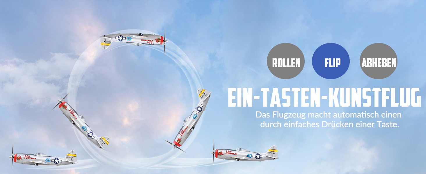 Радіокерований літак Volantexrc P-47 RTF 2.4GHz з гіростабілізацією, USB зарядкою, акумулятором та пультом – для початківців та досвідчених пілотів