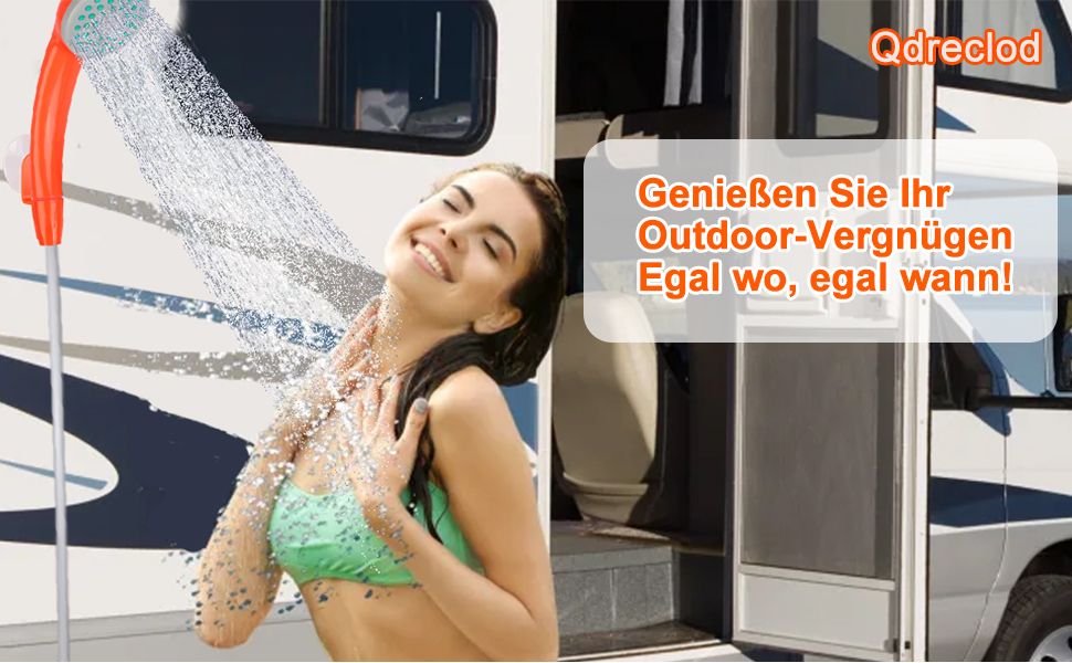 Портативний душ для кемпінгу з насосом, акумуляторна садова душова система 2200mAh, USB-кабель, шланг 1.8м, помаранчевий