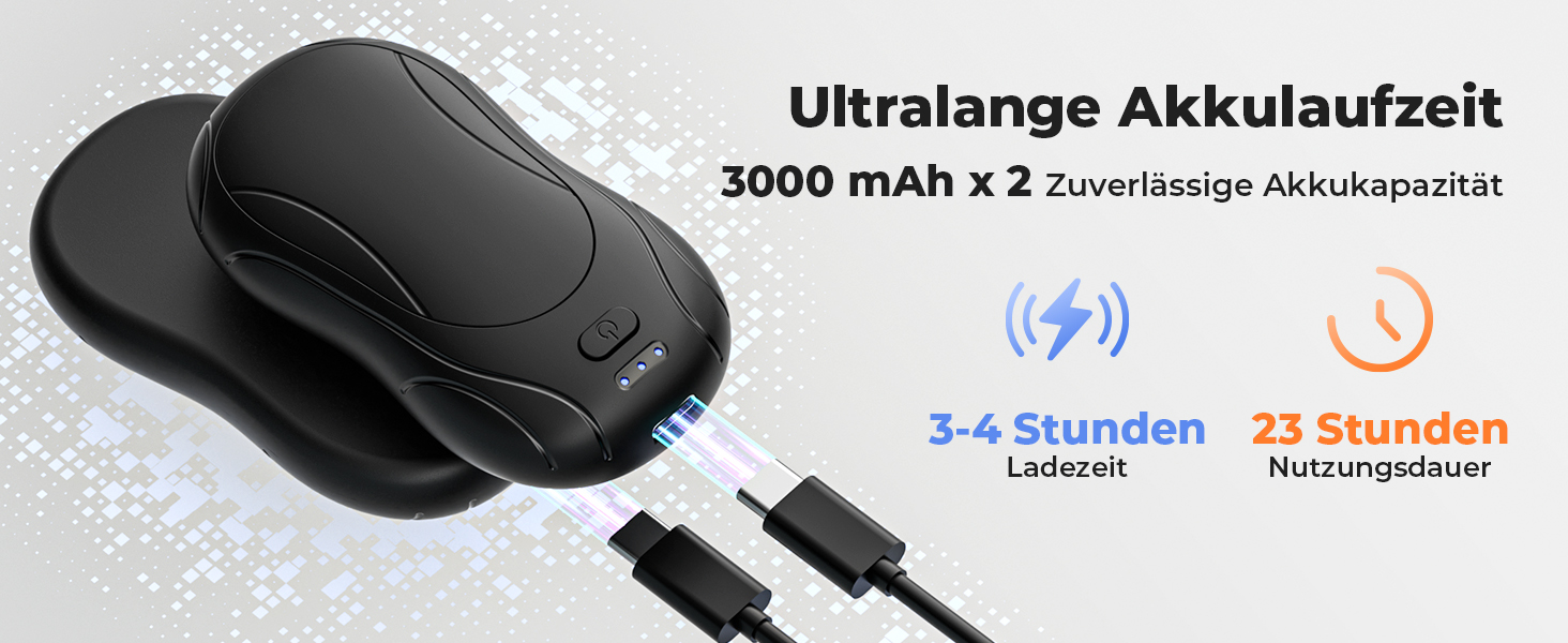 Електричні грілки для рук 2 шт. з магнітним кріпленням, 6000mAh, 3 режими нагріву, USB-зарядка, для кемпінгу, подорожей, офісу, чорний, 11.2*2.35*14 см