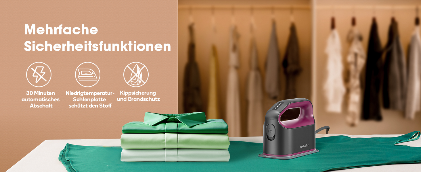 Праска Newbealer: компактна туристична праска, 1200W, 3 режими, швидкий нагрів 45с, зелений/пісочний колір