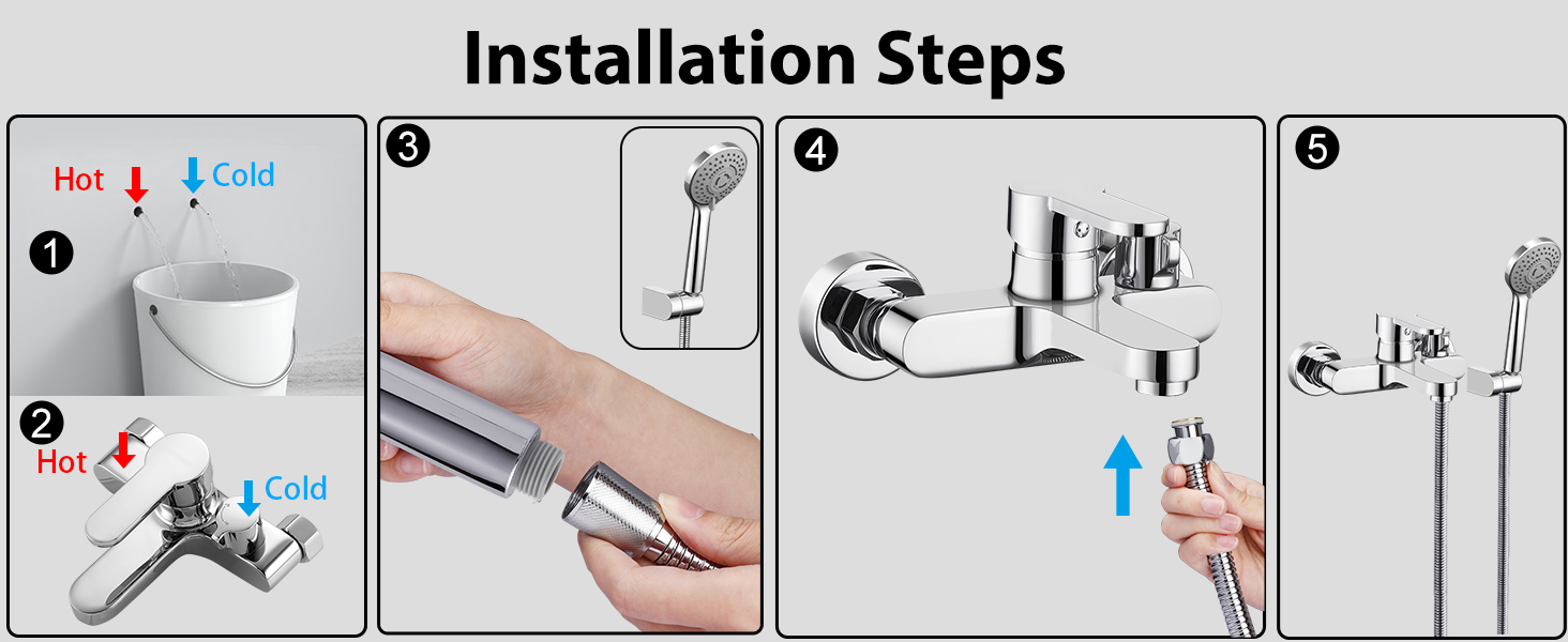 Змішувач для ванни з тропічною дощурою, набір для ванної кімнати (хром) BS111