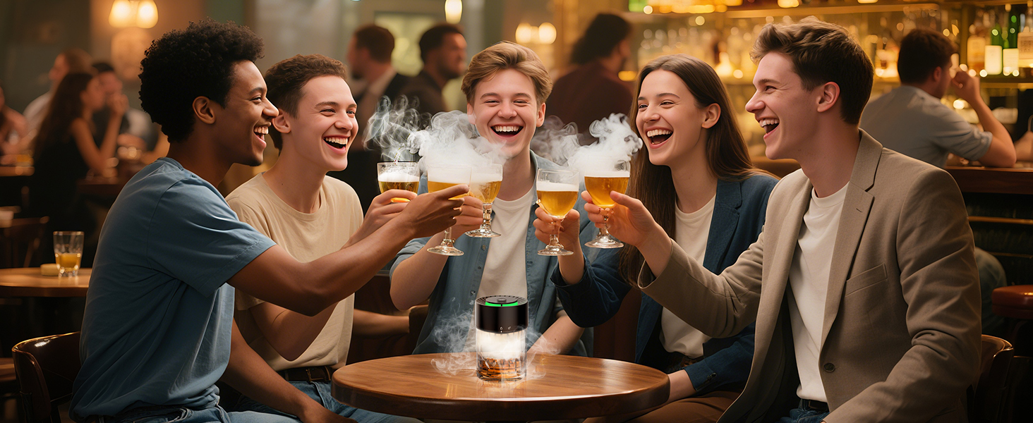 iDiskk Набір для копчення коктейлів: електричний димогенератор для віскі, бурбон, міксологія, вбудований запальник, 6 дерев'яних стружок