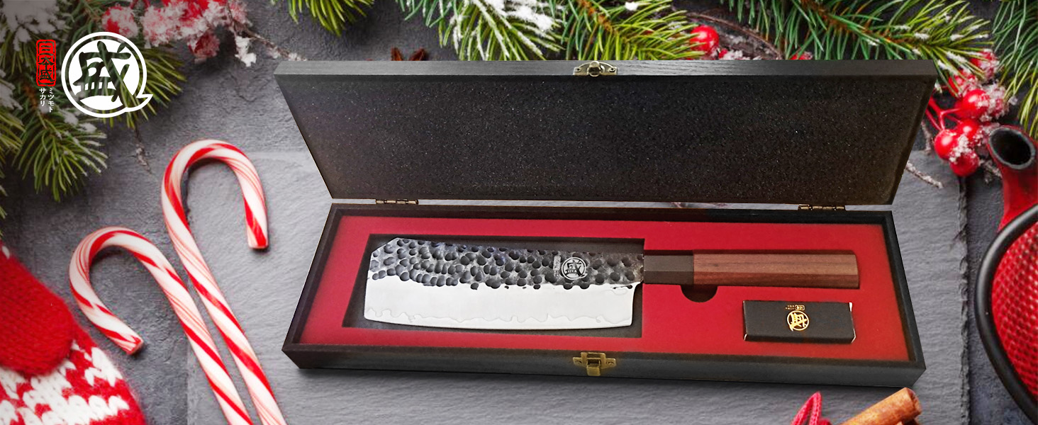 Японський кухонний ніж MITSUMOTO SAKARI з ручкою з рожевого дерева (19 см), ручна ковка, високоякісна сталь