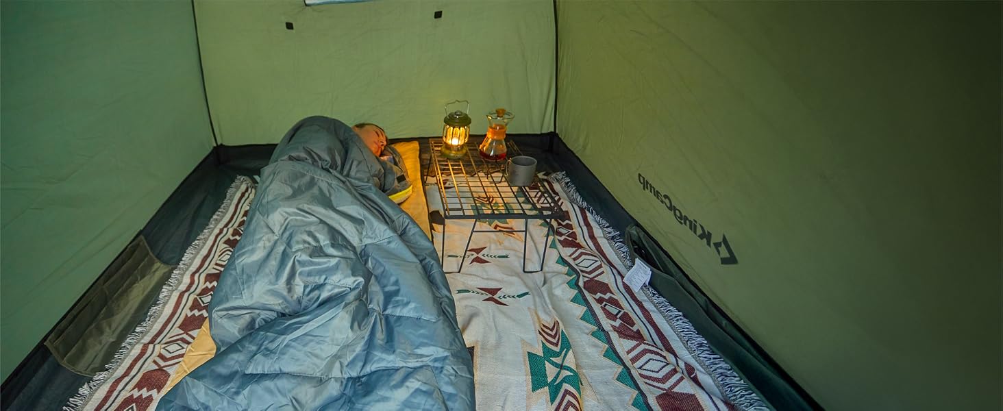 Намет для кемпінгу KingCamp на 2-3 особи, просторий водонепроникний (3000 мм), зелений