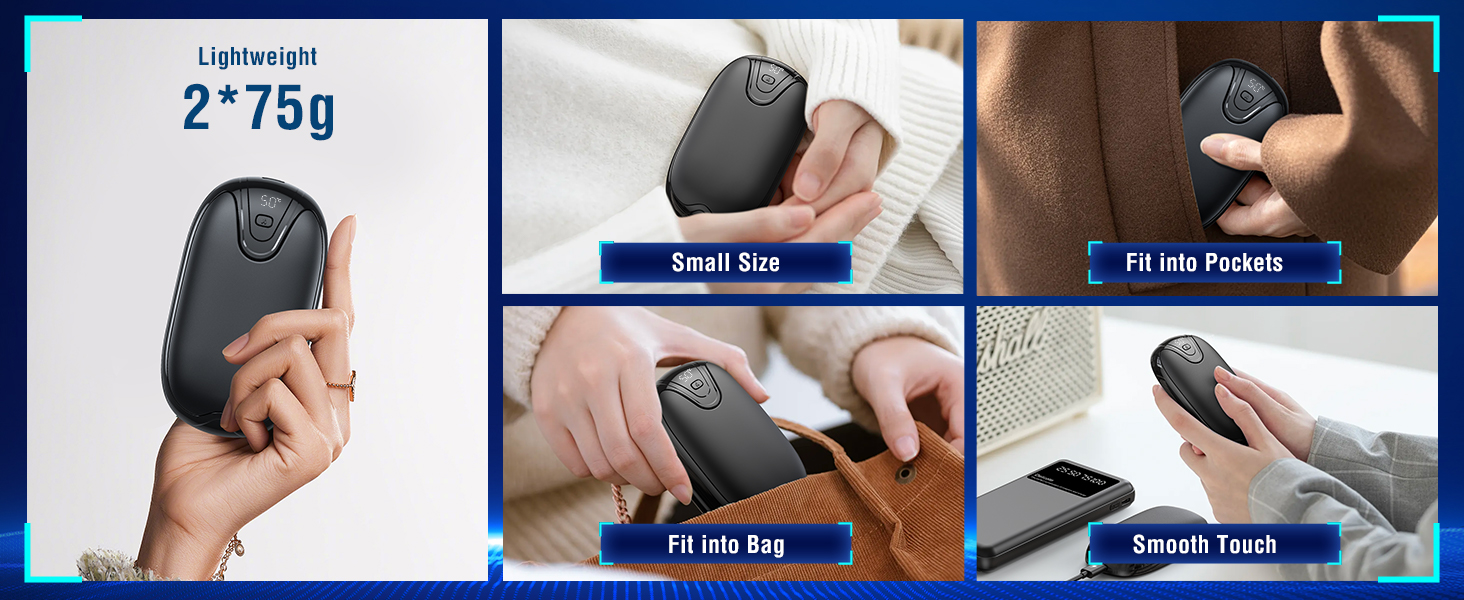 Електричні грілки для рук, набір 2 шт., перезаряджаються, портативні, 3 режими нагріву, ідеальний подарунок для спорту, гольфу, кемпінгу, чорний