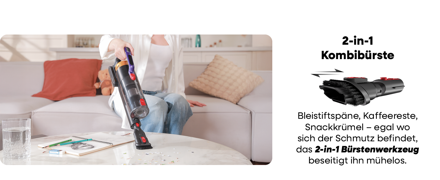 Бездротовий акумуляторний пилосос UNINELL HOME 48000Pa, 550W, 65 хвилин роботи, LED-дисплей, антизаплутувальна щітка, тиха робота, для килимів, твердих підлог та шерсті тварин (фіолетовий)