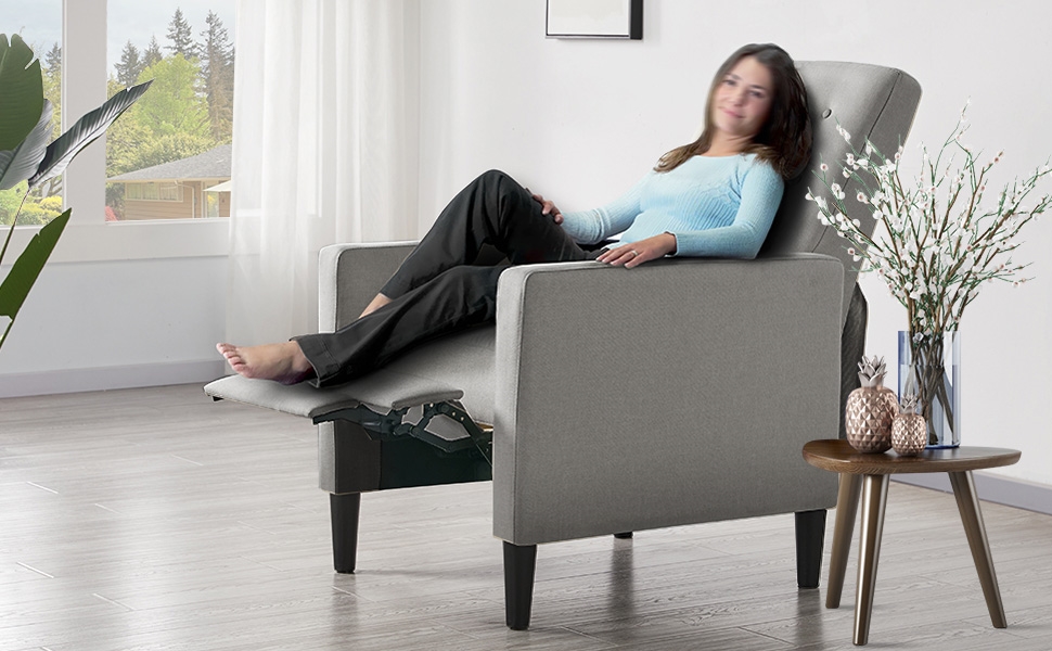 Крісло-релакс Yaheetech для телевізора, регульоване, сіре, з тканини льон