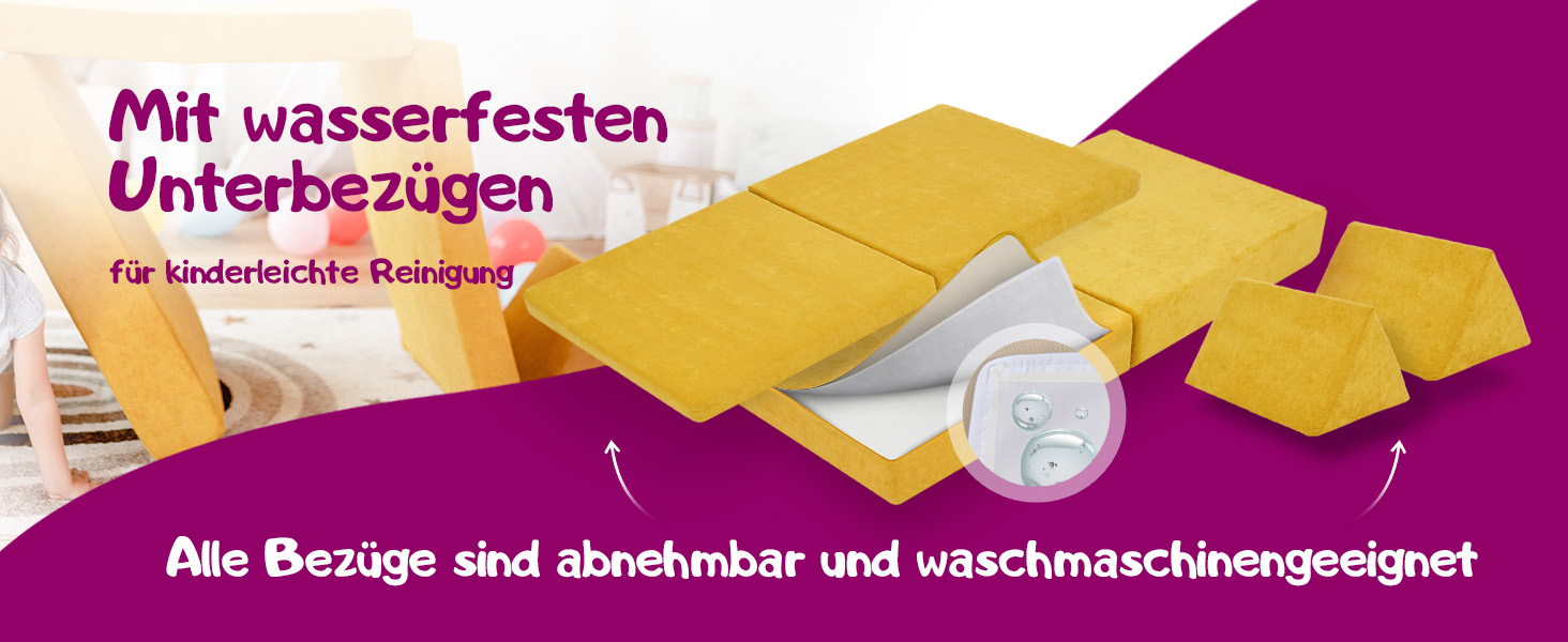 Linodino® дитяче ігрове крісло-диван з м'яких кубиків | Дитячий диванчик та куточок для ігор | Кубики для дітей | Сертифікат Oeko-Tex 100 | Бджолиний колір