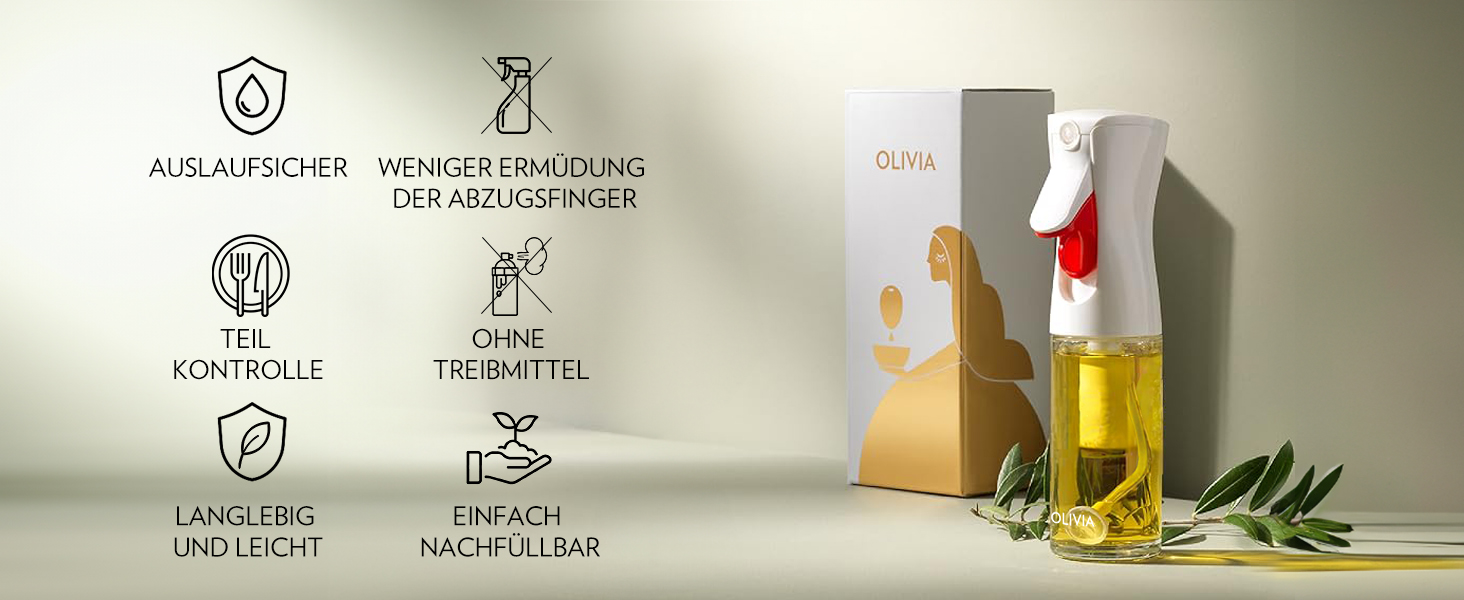 Скляний розпилювач для олії FLAIROSOL OLIVIA 130мл — Дозатор для кулінарії, салатів та гриля з контролем порцій, білий