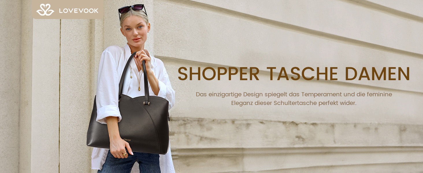 Сумка LOVEVOOK для жінок: велика, для ноутбука, шопер, робоча, офісна, з PU шкіри, чорна (15,6 дюймів)