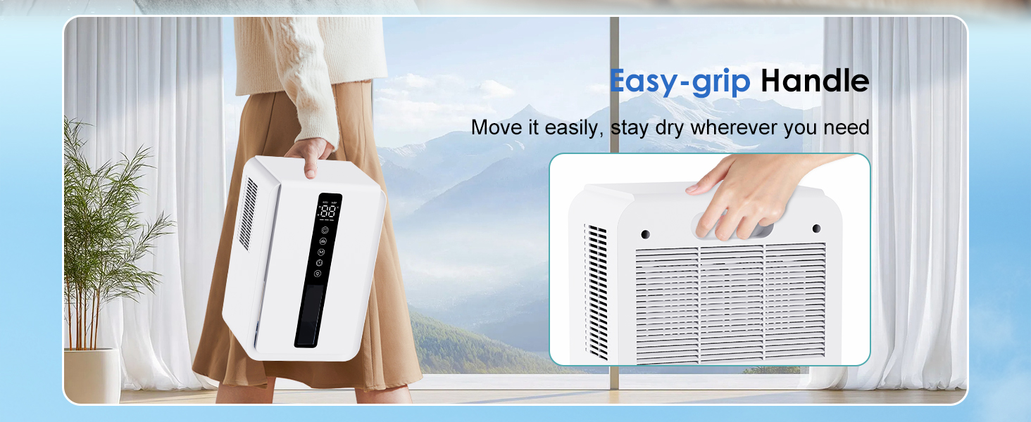 Електричний осушувач повітря 2500 мл, 3 швидкості, 2 режими, таймер 48 год, авто-стоп, захист від замерзання, для спальні та ванної кімнати