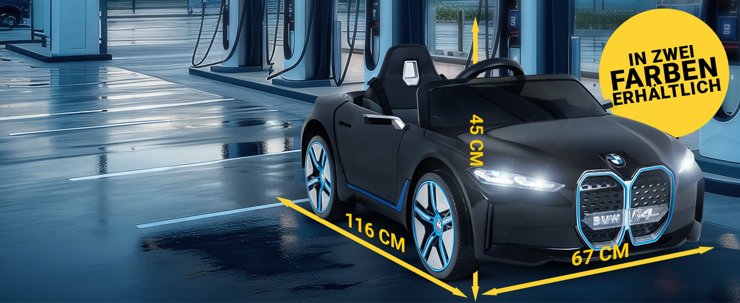 Дитячий електромобіль BMW i4 Actionbikes Motors, ліцензійний, з пультом 2,4 ГГц, електроавто для дітей від 3 років, іграшковий автомобіль (білий/чорний)