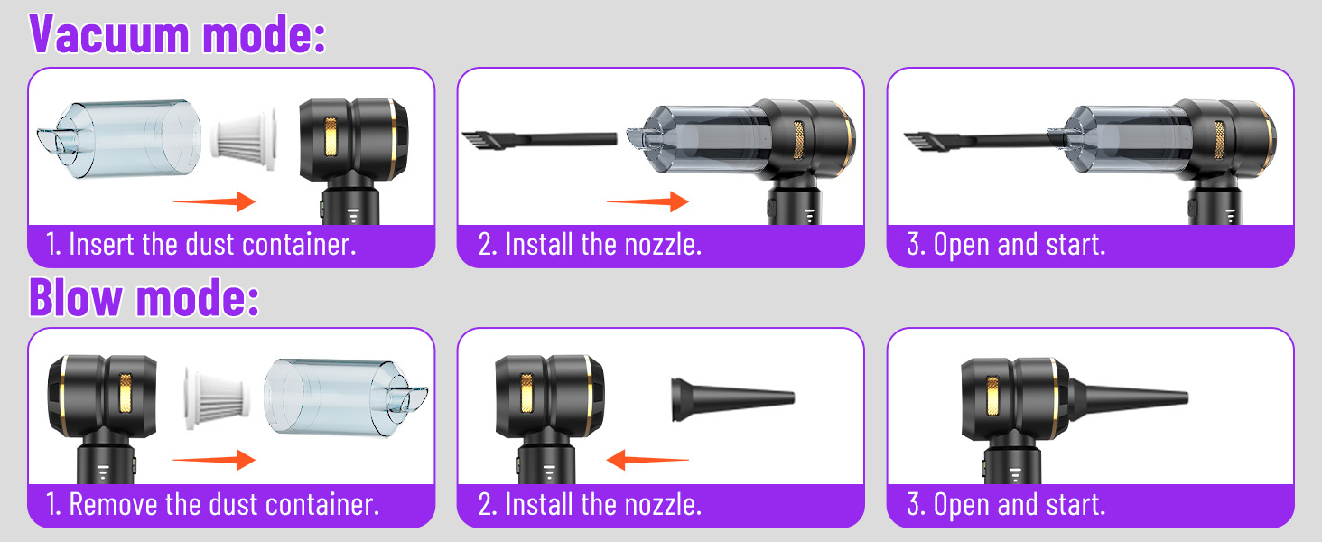 Акумуляторний ручний пилосос 4 в 1 для авто та дому, безщітковий мотор 22000Па, потужність 6000 мАг, портативний електричний обдуватель для прибирання шерсті та пилу, чорно-золотий