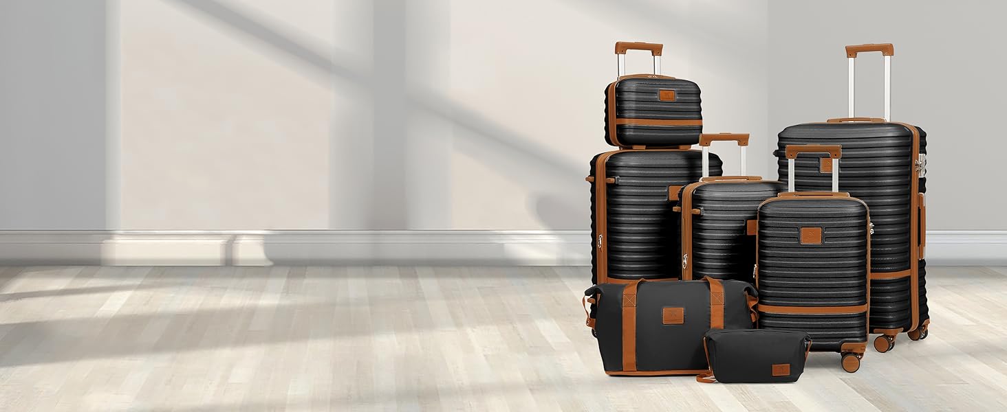 Набір дорожніх валіз Joyway 6 предметів, жорсткий корпус, з косметичкою, 4 колесами та TSA-замком, білий колір