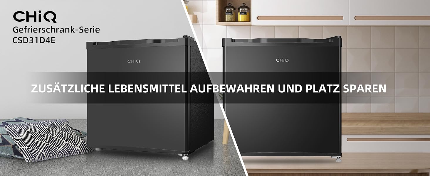 Міні-холодильник CHIQ 46 л з регулюванням температури, тихий (39 дБ), для офісу, кемпінгу, спальні, готелю, чорний