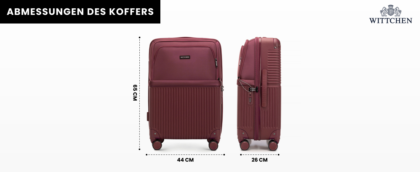 Набір валізWITTCHEN AXIS 3 шт. | Ручна та велика валіза | Гібрид ABS Nylon з TSA замком, телескопічною ручкою та 360° колесами | Бордовий колір