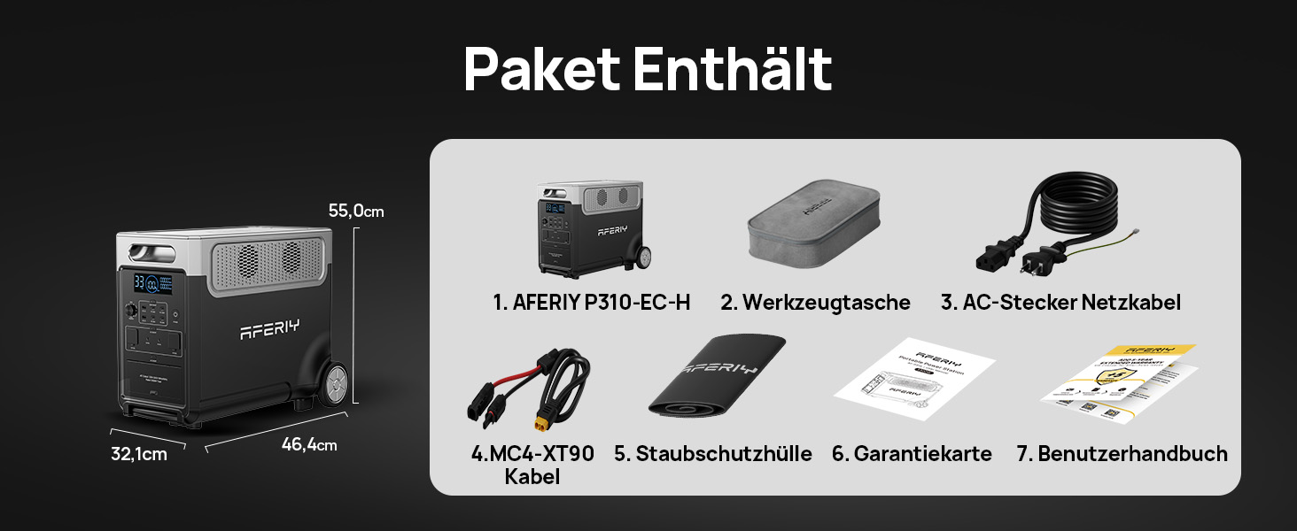 Портативна електростанція AFERIY 3840Wh з LiFePO4 акумулятором, 3600W, USV, 3 виходи 230V AC, 7200W (пікова потужність), для кемпінгу та подорожей