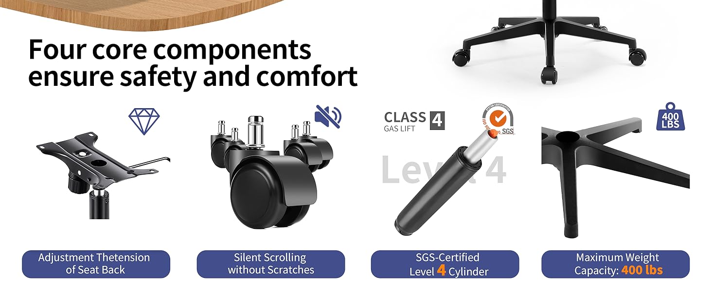 Ергономічне крісло для офісу Fizzin, комп'ютерне крісло з регульованою поперековою підтримкою, дихаюча сітчаста спинка, посилене сидіння, зручне крісло для дому та офісу (Рожевий) (Чорний)